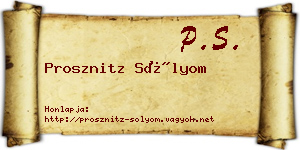 Prosznitz Sólyom névjegykártya